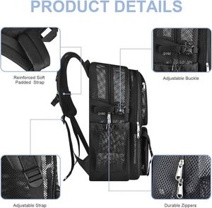 Large-Capacity Mesh <b>Backpack</b> <b>with</b> Multiple <b>Compartments</b> for Men Women Ideal Business Trips Daily Commute School - Product Image 4