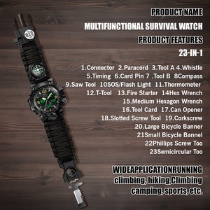 23 in 1 Multifunction Waterproof Camping Camouflage Black Plastic Digital Sport Wristwatch Men Wrist Outdoor <strong>Survival</strong> <strong>Watch</strong> - Product Image 4