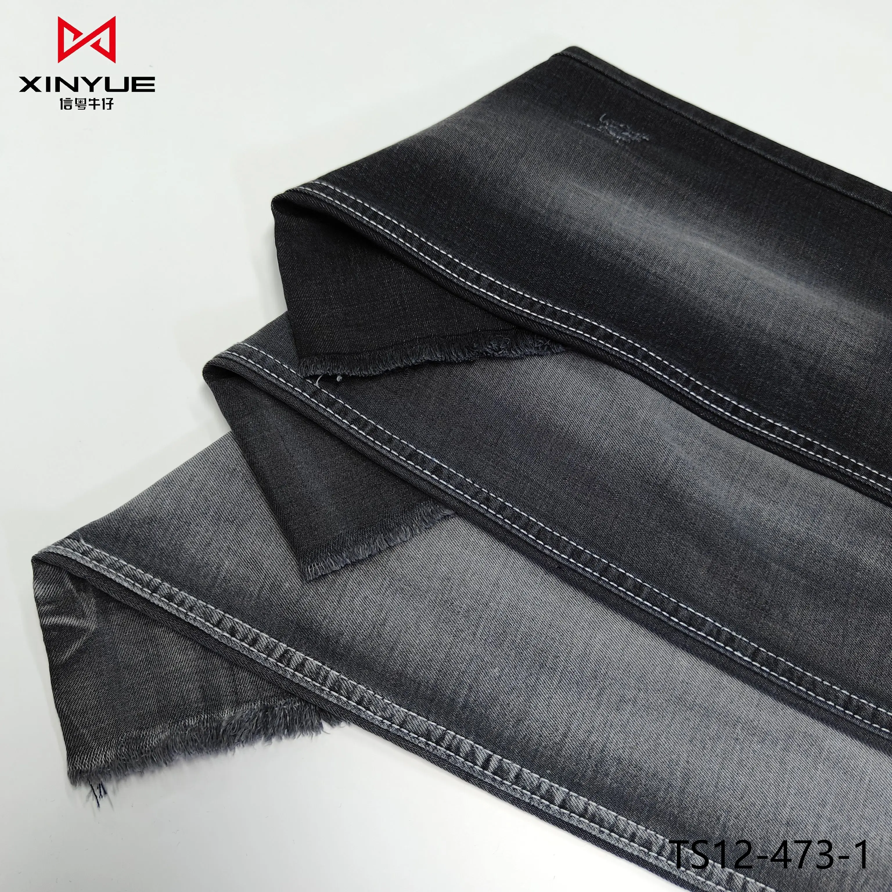 Lyocell Spandex Polyester Medium Weight Blue Black Textile Stretch Jean Denim Fabric Denim For Jean