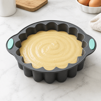 Moule à gâteau rond en silicone avec poignées, motif soleil perlé, antiadhésif, réutilisable, pour four, vente en gros
