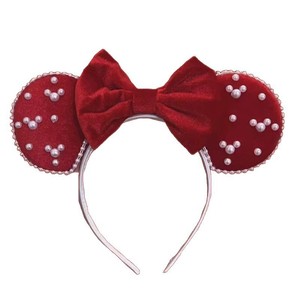 Graziose grandi <span class=keywords><strong>orecchie</strong></span> <span class=keywords><strong>da</strong></span> <span class=keywords><strong>topo</strong></span> spesse con fiocco di perle Performance per feste Hairband Festival per bambini presa per capelli <span class=keywords><strong>da</strong></span> te con dolce gros grain - Product Image 4