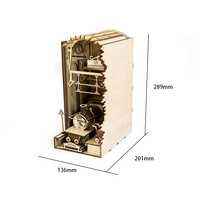 Maisons de poupées DIY, bibliothèque, l'ère de la vapeur, station de chemin de fer, support de livre en bois, kit de puzzle 3D