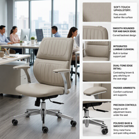 Chaise de bureau moderne en cuir PU pour la maison et le bureau, accoudoirs électroplaqués de niveau un, hauteur réglable, siège rembourré extra doux