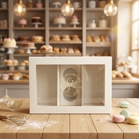 Boîte d'emballage élégante pour boulangerie et sushis avec insert pour sauce, séparateur personnalisé recyclable et fenêtre transparente