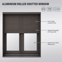 Fenêtre à persiennes en aluminium 6063 robuste avec ouverture horizontale, verre trempé de 6 mm, volet réglable pour cuisine et villa