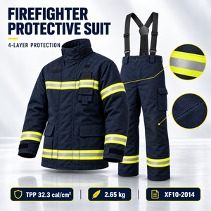 Traje <span class=keywords><strong>de</strong></span> Bombero ZFMH-PLD C DRD Azul Marino XF10-2014 <span class=keywords><strong>de</strong></span> Dos Piezas con Dispositivo <span class=keywords><strong>de</strong></span> <span class=keywords><strong>Arrastre</strong></span> para Rescate - Product Image 3