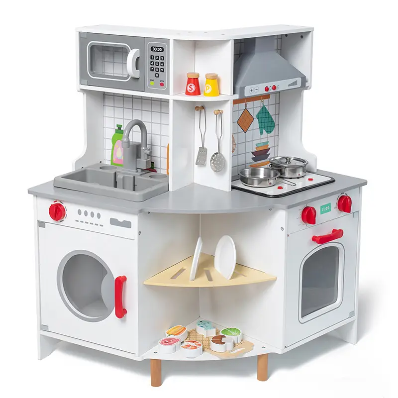 Новый стиль, игровой домик, угловая звуковая и световая плита, деревянные кухонные игрушки, имитация готовки воды, кухонная игрушка для детей