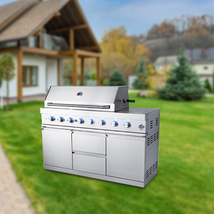 Parrilla <span class=keywords><strong>de</strong></span> <span class=keywords><strong>Gas</strong></span> Portátil Premium <span class=keywords><strong>de</strong></span> 8 Quemadores para Exteriores, con Carro <span class=keywords><strong>de</strong></span> Combustible <span class=keywords><strong>de</strong></span> Propano, Acero Inoxidable 304, Estilo Lujoso para Cocina al Aire Libre - Product Image 2