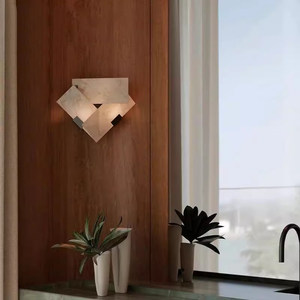 Lampe murale de chevet LED <span class=keywords><strong>PIERRE</strong></span> CHAREAU en fer avec abat-jour en marbre naturel pour chambre à coucher, éclairage géométrique créatif pour couloirs et escaliers - Product Image 5