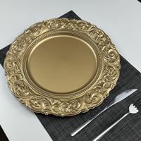 Vente en gros d'assiettes de présentation en plastique de luxe or et argent assiettes en plastique décoratives de mariage de restaurant d'hôtel