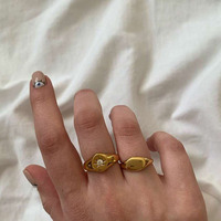 Bijoux Joolim, anneaux en acier inoxydable de haute qualité plaqués or PVD, anneaux ovales de style signet pour femmes