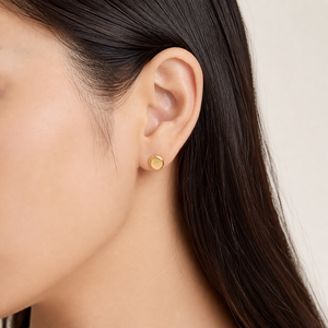 Round Disc Stud <b>Earrings</b> 14K <b>Gold</b> Vacuum Plated Stainless Steel 8mm Minimalist Polished Butterfly <b>Back</b> Jewelry - Product Image 5