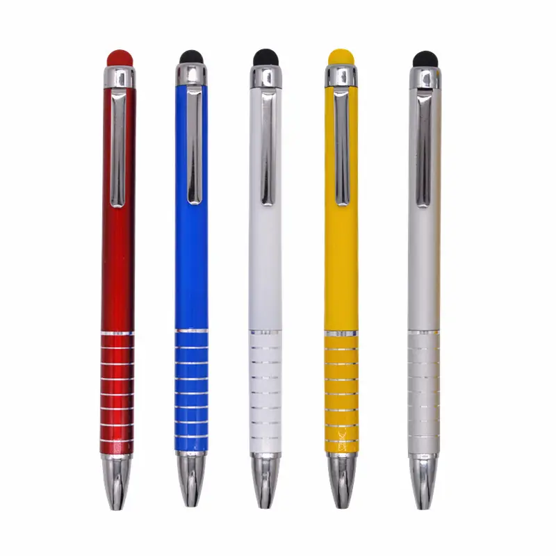 Multi-Kleuren Metalen Bal Punt Pen 2 In 1 Stylus Scherm Metalen Kleurrijke Pen