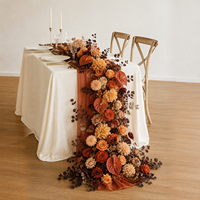 Guirlande de table florale en soie pré-assemblée, tons terre, effet cascade, prête à l'emploi, chemin de table floral personnalisé pour la décoration de mariages, banquets et événements