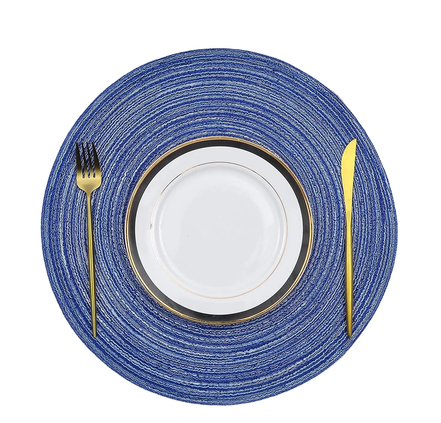Promotional Various Durable Using Washable Round PP handle Woven Cotton Braided Placemat Set