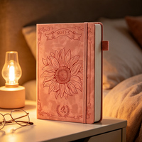 Agenda personnalisé, carnet de notes Sunflower, format A5, papier rose, couverture rigide, reliure à point de selle, fournitures de journalisation, cadeau