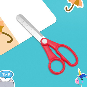 Ciseaux de sécurité pour enfants en acier inoxydable rouge avec échelle graduée pour l'artisanat et l'école - Product Image 4