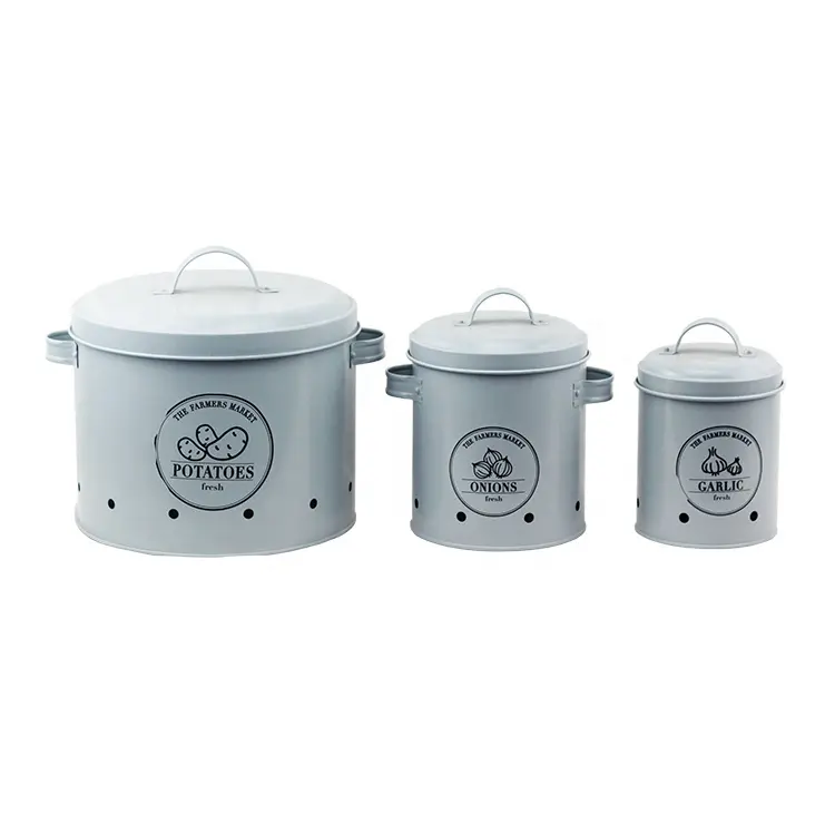 BX kitchen organizers, potato canister, metal fruit pot vegetable basket onion garlic containers