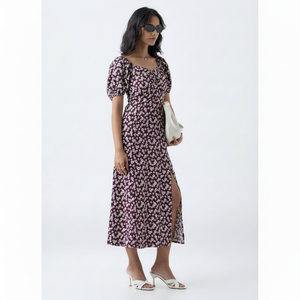 ชุดเดรสทรงเอแต่งระบายลายดอกพลัม lov - Product Image 1