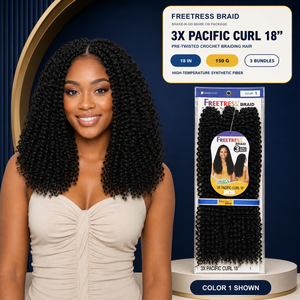 Freetress Braid 3X Pacific Curl 18 Pollici 150g Confezione da 3 Fasci di <span class=keywords><strong>Capelli</strong></span> Sintetici per Intrecciare a Uncinetto Resistenti alle Alte Temperature - Product Image 1