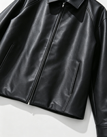 Veste en cuir de mouton noir pour homme, style décontracté, respirante et coupe-vent, fabrication artisanale à pois, directement de l'usine, inspirée des grandes marques de luxe.