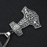 Vente chaude hommes nordique Viking collier en acier inoxydable à la mode Thor marteau pendentif longue Vintage chandail chaîne cadeau pour hommes