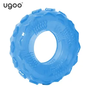 Wholesales Colorful Durable Solid Chewing Dog Toys TPR Tire + Squeaker Pet Chew Toys-Blue