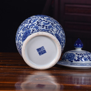 Vase de sol en porcelaine/<span class=keywords><strong>céramique</strong></span> bleu et blanc Art Déco fait à la main avec couvercle pour la décoration de la maison, du restaurant et de l'hôtel, salon - Product Image 6