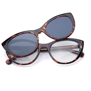 Mode lunettes de soleil polarisées Anti lumière bleue cadre rétro magnétique oeil de chat Clip sur lunettes de soleil pour femmes - Product Image 2