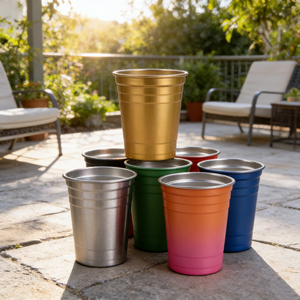 Bouteilles d'eau personnalisées de 500 ml avec paille et couvercle, tasses à bière en métal, en acier inoxydable à paroi simple, 12 oz et 17 oz, pour fêtes et stades - Product Image 1