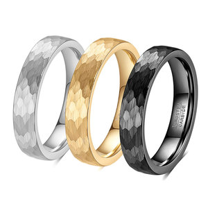 Bague Facettée Simple 4mm Texture Géométrique Bijoux de Mariage pour Homme Acier Doré Acier Tungstène Noir - Product Image 5
