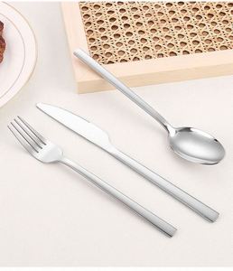 Ensemble de couteau, fourchette et cuillère en acier inoxydable 410, jetable et réutilisable, couverts en métal pour restaurant et maison - Product Image 4