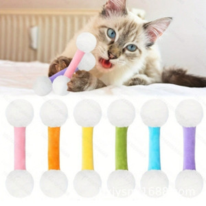 Juguete masticable para gatos, palo de peluche para la dentición, para gatos y perros de interior, duradero, para aliviar el aburrimiento, amarillo, rosa, verde, azul cielo, rojo, morado - Product Image 1