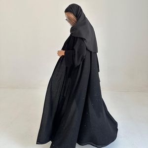 2025 clásico Abaya verano ligero fresco viaje Simple gasa con Destello fino adelgazamiento musulmán mujeres negro Abaya jalabiya vestido - Product Image 4