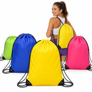 Sac à cordon vierge DIY 16,5x13 pouces en polyester 210D, idéal pour la broderie, la sérigraphie, l'aquarelle, l'école, la gym, les festivals, les motifs néon - Product Image 1
