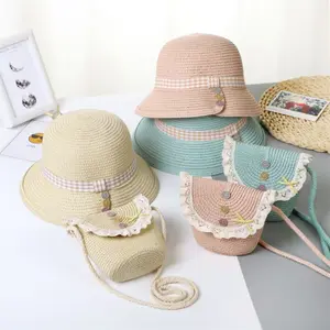 Летняя Панама для детей, соломенная шляпа с большим бантом для принцессы, детская шляпа для девочек, Солнцезащитная пляжная шляпа для детей, женская шляпа