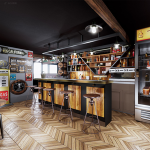 حانة حديثة مخصصة ، على شكل حرف L ، أدى الكوارتز حجر الانتهاء من الورنيش المشجرة ، نادي الورنيش - Product Image 3