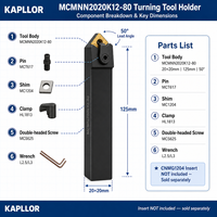 Porte-outil carré pour tour CNC, outil de chanfreinage extérieur à 50 degrés MCMNN2020K12-80 OEM