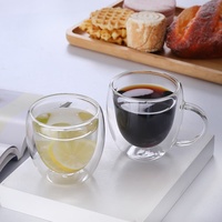Tasse à expresso en verre borosilicate transparent à double paroi, directement de l'usine