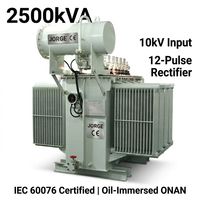 Transformateur redresseur personnalisé 2500 kVA 10 kV 50 Hz monophasé/triphasé immergé dans l'huile pour électrolyse industrielle et fusion d'aluminium et de cuivre