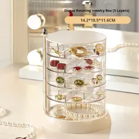 Rotation Clair PS Bijoux Organisateur Boîte Multicouche Compartiment Rond De Stockage pour Boucles D'oreilles Goujons Colliers Montre Perles