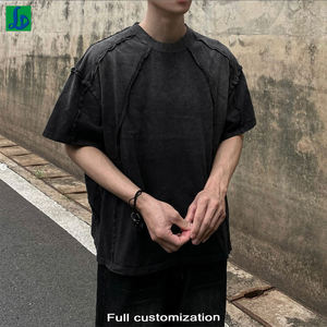 T-shirt Vintage da Uomo Personalizzata con Cuciture Inverse, in Cotone Pesante 100% Effetto Distressed e Lavaggio Acido - Vendita all'Ingrosso - Product Image 1