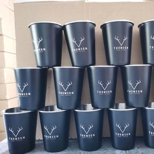 Vasos Apilables de Acero Inoxidable 304 de Primera Calidad, Vasos para Niños y Adultos, Vasos de Metal para Viajes, Camping y Cerveza, Color Negro - Product Image 1