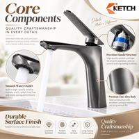Robinet de lavabo monocommande noir mat, mitigeur eau chaude et froide en alliage de zinc pour salle de bain