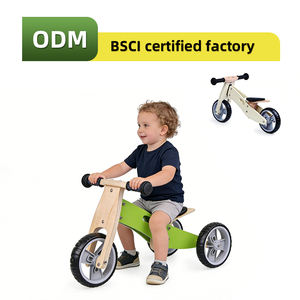 Vélo d'équilibre en <span class=keywords><strong>bois</strong></span> personnalisé pour enfants, convertible en tricycle pour bébé avec siège réglable, jouet à roulettes pour enfants, trotteur pour tout-petits de 12 à 36 mois - Product Image 1