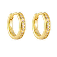 Boucles d'oreilles Huggie Mlluki en argent sterling 925 plaqué or 14 carats avec zircon cubique blanc micro-pavé pour femmes