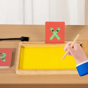 Juguetes Montessori de madera para niños Diy dibujo bandeja de arena tablero sensorial Bin juguete con tarjetas - Product Image 3
