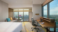 Ensemble de meubles de chambre d'hôtel moderne de luxe sur mesure ATWOKA avec lit double et mobilier de chambre d'hôtes
