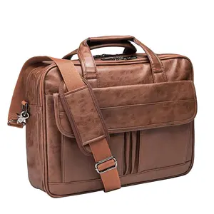 Free Sample Mens Laptop Bag PU Leather Messenger Bag Business Travel Briefcase Satchel Computer Bag Water Resistant Wholesale