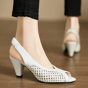 Zapatos de Novia Franceses Mary Jane para Mujer, Verano 2026, con Tacón Grueso, Tiras Cruzadas Transpirables y Cuero Genuino - Product Image 4